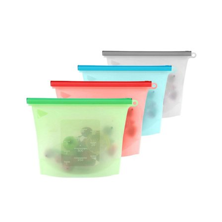 Silikone fødevareopbevaringspose grøntsager frugt køleskabspose selv