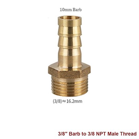 4 stk Messingslange Barb Luftslangekoblinger 3/8 NPT HANTRÅD 3/8