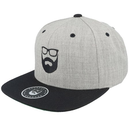 Bearded Man - Grå snapback Kasket - Two Tone Logo Heather Grey/Black Snapback @ Hatstore