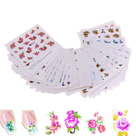 50 ark blandede blomster DIY design negle sticker vandoverførsel wraps neglekunst dekaler manicure tips sticker skønhedsdekorationer~01096