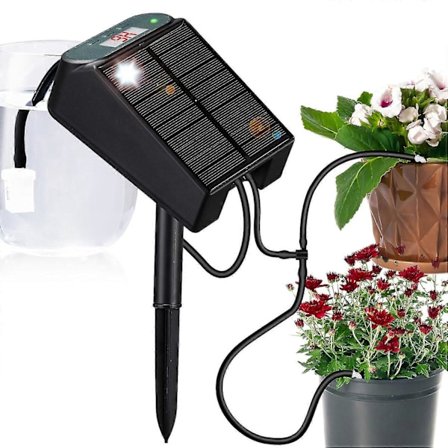 Solcelledrevet automatisk vandingssystem, solcelledrevet drypvandingssystem med batteri og timer, automatisk selvvandingssystem til indendørs og 
