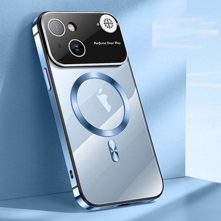 Magsafe Clear Case Kompatibel med Iphone 15 Pro Max, Stort fönsterglas Lins Kamera Protector Logo View Case