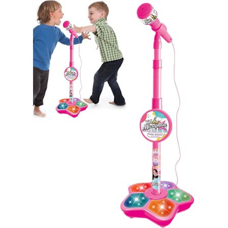 Barnmikrofon med Stativ, Bärbar Sångleksak för Barn, Karaoke Maskin med Smart Anslutning, Sångleksak med Ljus