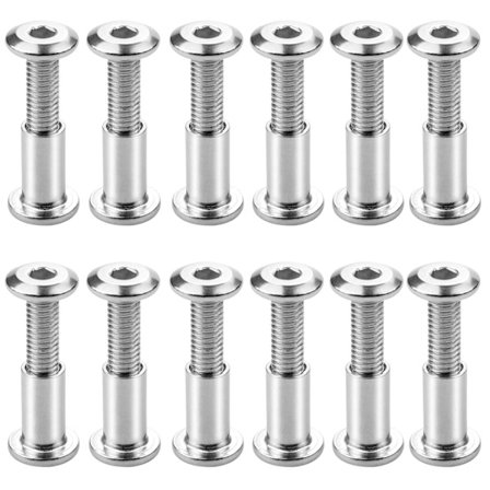 Pakke med 12 M6 x 20 mm skrueforbindelsesskruer med bolt, cylinderhovedskruer, fladhovedbindingsbolt med muffemøtrik til tilslutning af skabe a