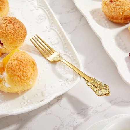 4 stk Dessertgaffel i rustfrit stål Retrogaffel i rustfrit stål 1