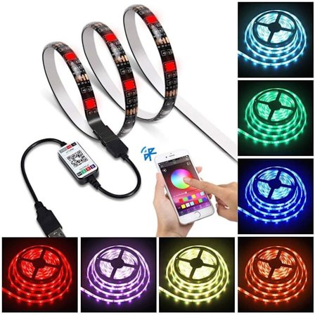 RGB LED-remsor, 5 meter ljus med app-kontroll, 5050 150 LED IP65 scener och musiksynkronisering färgförändrande ljus för sovrum, rum, kök, fest