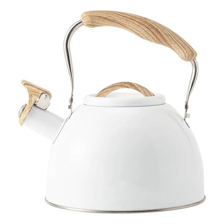 Visslande vattenkokare 3L Trä vattenkokare Induktion Tekanna Visslande vattenkokare Vattenkokare Tekanna Vattenkokare (Vit)