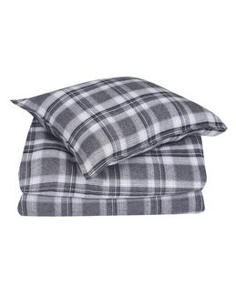 Flanellsengesett Arjeplog rutete 2-delt Svart/grå