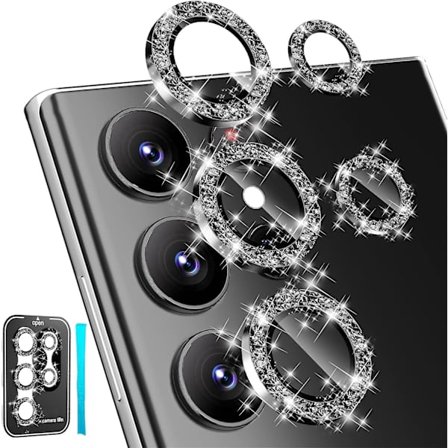 Samsung Galaxy S24 Plus -kameran linssin suoja, kiiltävä HD-karkaistu lasi alumiiniseosrenkaalla, takakameran peitekalvo