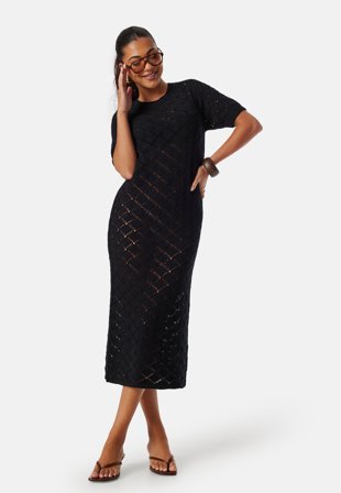 SELECTED Slfvinna Long Knit Dress Black Klær
