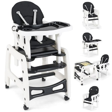 3-in-1 muunneltava vauvan syöttötuoli – musta