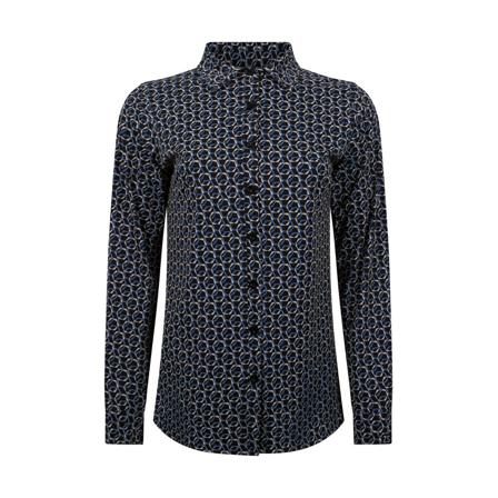 Zoso 225 Amee Printed Travel Blouse Black/ Cobalt , Blauw , Dames , Maat: XL