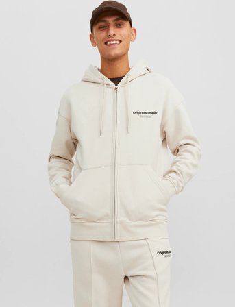 Jack & Jones Jorvesterbro Sweat Zip Hood Noos - Cream - XL