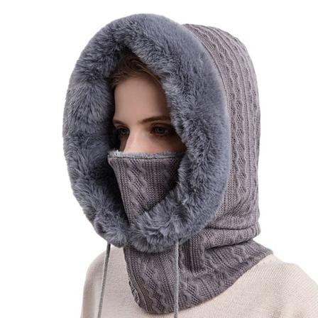 Vinter Utomhus Ridning Huvudbonader Köldsäker Skid Cap Warm Scarf Mask One-Piece gray