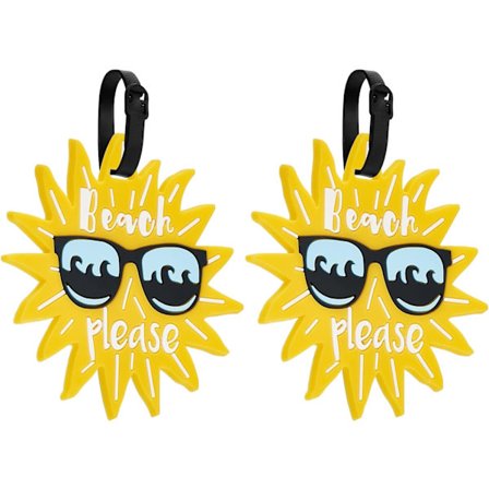 Bagageetiketter 2-pack, Bagageetiketter Resväska ID-etiketter Visitkortshållare/Rese-ID Bag Tag (Sol)