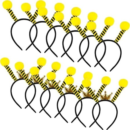 Pakke med 12 søte bie-antenne-hodebånd