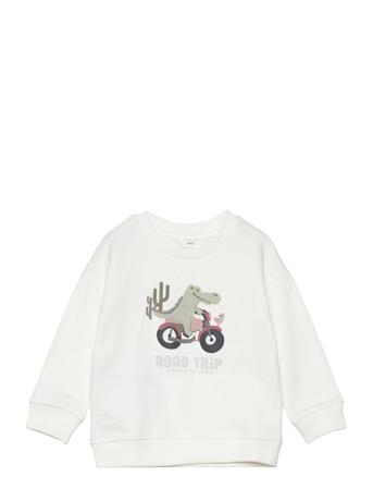 Printed Cotton Sweatshirt White Mango