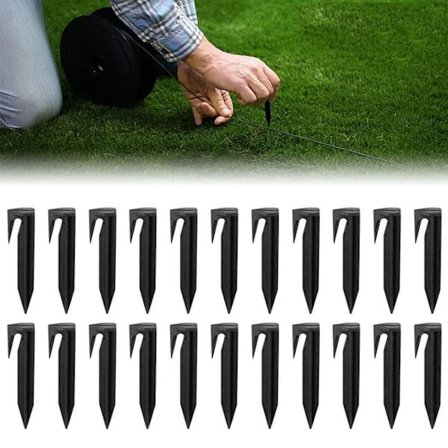 100-pakke jordspyd for robotgressklipper, kabelfester, kompatibel med Gardena, Husqvarna, Worx, Bosch