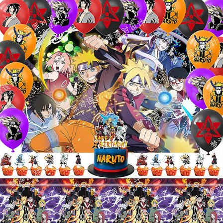 Naruto Anime Naruto Party Layout Props Baggrundstof Dug Størrelse Indsæt Balloner Fest Dekoration