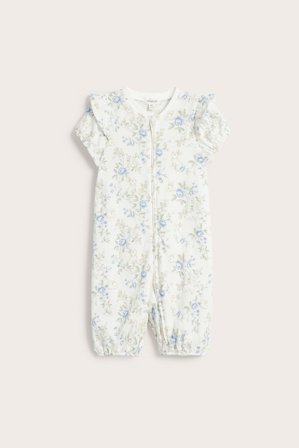 Newbie | Piżama z krótkimi rękawami, w kwiaty Offwhite 68 | Offwhite