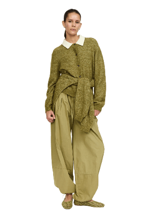 Soft Rebels Srallison O-neck Cardigan Knit - Rws Dried Herb Melange Tröjor Dam Grön M