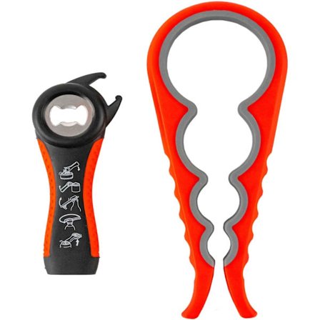 Röd flasköppnare, 5 i 1 multifunktions burköppnare, köksverktyg B