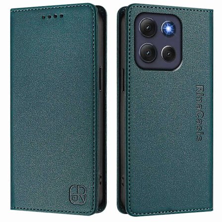 Motorola Moto G86 5G Nahkakotelo RINACASIS RC01 Puhelinkotelo RFID-estävällä Lompakkotelineellä - G [BR] Tumma g_jar