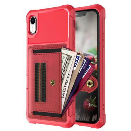 Skal med Kortfack - iPhone XR Röd