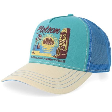 Stetson - Grön trucker Keps - Mahalo Offwhite/Ocean Trucker @ Hatstore