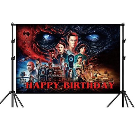 Stranger Things -taustakuva, syntymäpäiväjuhlatarvikkeet, valokuvabannerikoristeet
