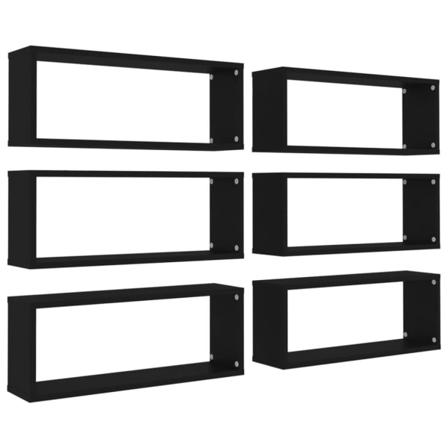 Vidaxl Vägghyllor 6 St Svart 60x15x23 Cm Konstruerat Trä Svart