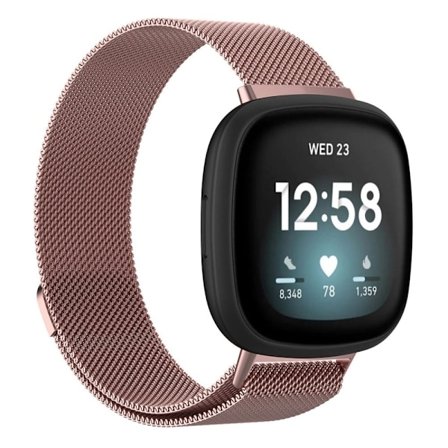Fitbit Sense 2 / Versa 4 milanesiskt klockarmband i rostfritt stål - Rosarosa Storlek: L
