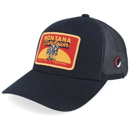 Yellowstone - Schwarz Trucker Cap - Montana Sundown Black A-Frame Trucker @ Hatstore