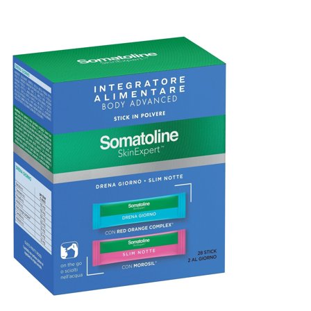 Somatoline Integratori Body Advanced Drena Giorno Slim Notte - Stick in Polvere 1 x 28pz - Integratore Corpo e Detox