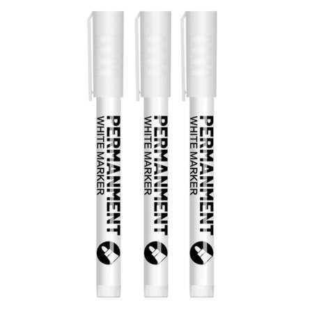 Vit Färgpenna för Stenmålning, Keramik, Glas, Trä, Däck, Tyg, Metall, Canvas. Set med 3/6 Akrylfärg Vit Markör