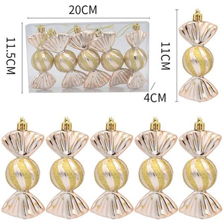 Julepynt - Julepynt - Malede Slik Juletræsornamenter - Champagne (5 pr. æske)