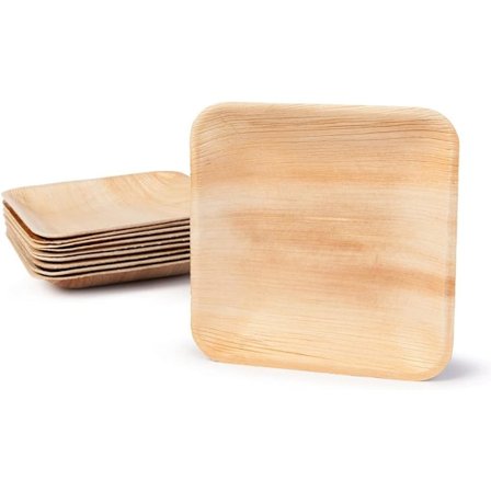 Palmware Høykvalitets palmebladstallerkener I 25 stk. Palmeblad rektangel tallerkener 15 x 15 cm I Organisk engangsservise Raskt nedbrytbart