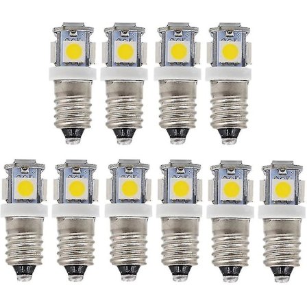 10 kpl E10 6V kylmävalkoisia LED-lamppuja 5SMD 0,5W 50lm Lamppu lämmin valkoinen