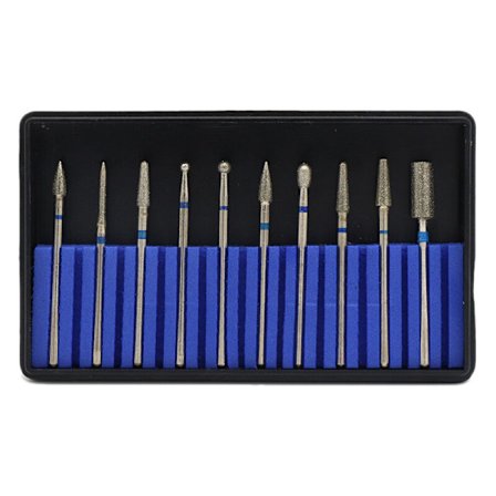 10 st diamanthuvuden borr bits elektrisk maskin vrid rotera rengöring nagelband fräs poleringsverktyg borr tillbehör verktyg