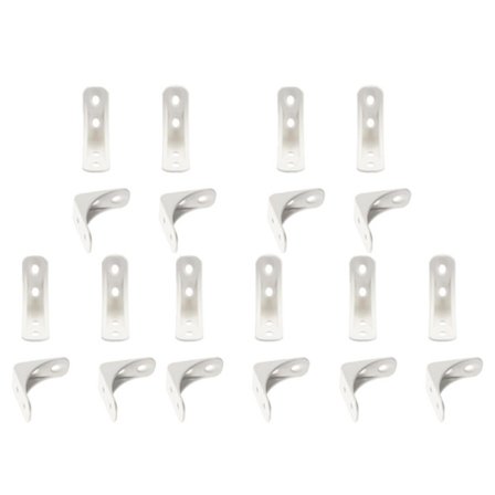 Hörnbeslag i plast 39x39x16mm (LxBxH) - 20-pack - Bra för möbelreparation - 4 hål L-form Rätvinkelbeslag - Vit