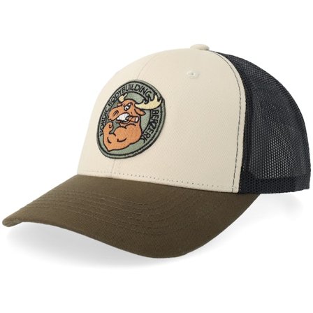 Berzerk - Beige trucker Caps - Jacked Moose Olive Round Patch Ivory/Forest/Black Trucker @ Hatstore