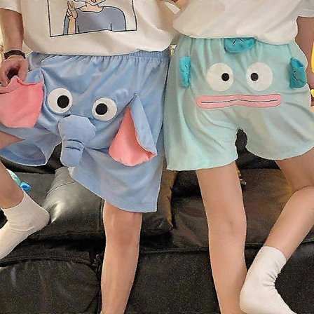 Elefantti pyjamashortsit miehille, unisex elefantti kotiasu yöasu hauskat pyjamashortsit