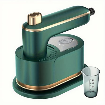 Dampstrykejern, sammenleggbart, brukes til å fjerne rynker fra klær (grønn)