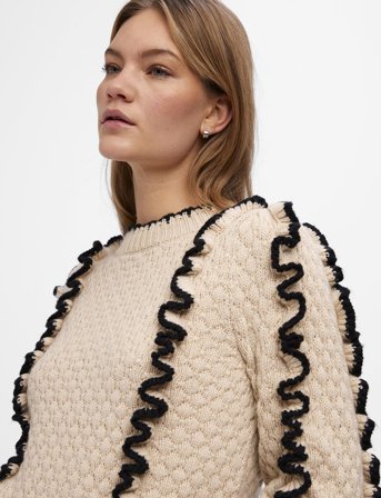 Object Objyaa L/S Knit Pullover Rep - Cream - XS