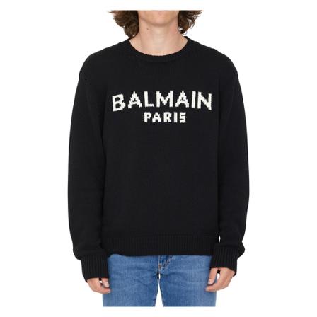 Balmain Strik Yh1Kd000Kb13 Sort, Herre Strik