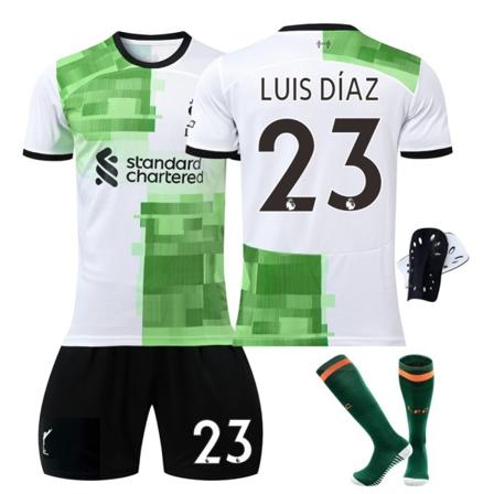Liverpoolin vieraspeliasu 23/24, jossa sukat ja suojavarusteet 23 LUIS DIAZ #28