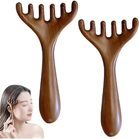 Gua Sha Massagekam, 6-klo Tre Meridianbørste for Hodebunn & Kroppsavslapning - Naturlig Ansikts-, Nakke- & Skuldermassasjeverktøy for Stre