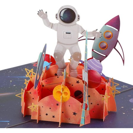 1 Styk 3D Rum Astronaut Pop Up Fødselsdagskort til Børn Drenge