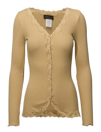 Silk Cardigan W/ Lace Strikkegenser Cardigan Gul Rosemunde