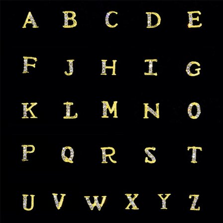 26 st/förpackning 3D Guldlegering A-Z Engelska Bokstäver AB Strass Nagelkonst Dekor